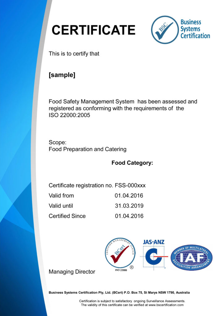 ISO22000證書